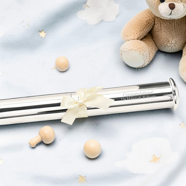 Personalised Silver Plated Certificate Holder Tube