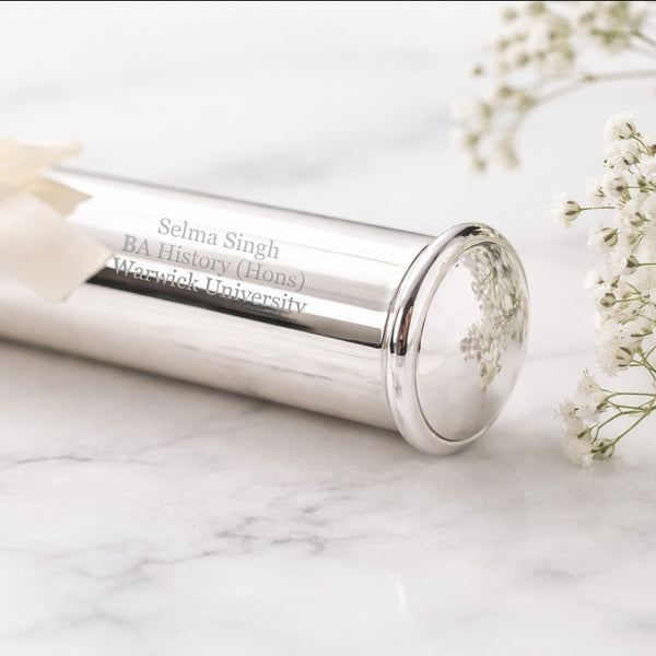 Personalised Silver Plated Certificate Holder Tube