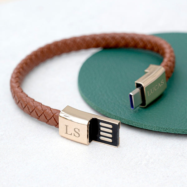 Personalised Men's USB-C to USB-A Charger Bracelet