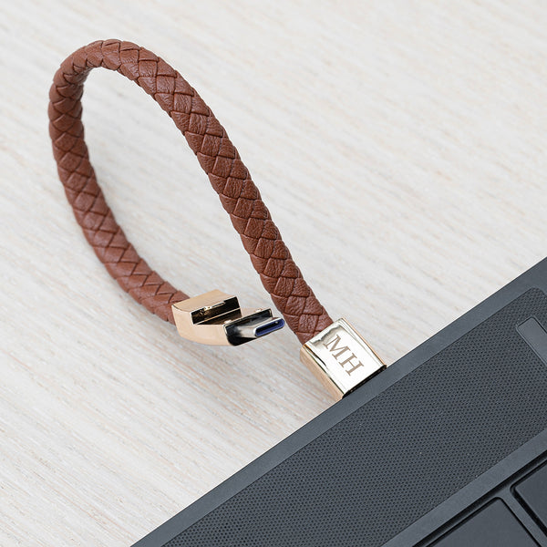 Personalised Men's USB-C to USB-A Charger Bracelet