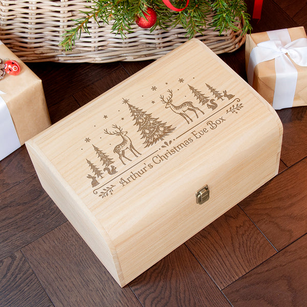Personalised Festive Forest Christmas Eve Keepsake Chest
