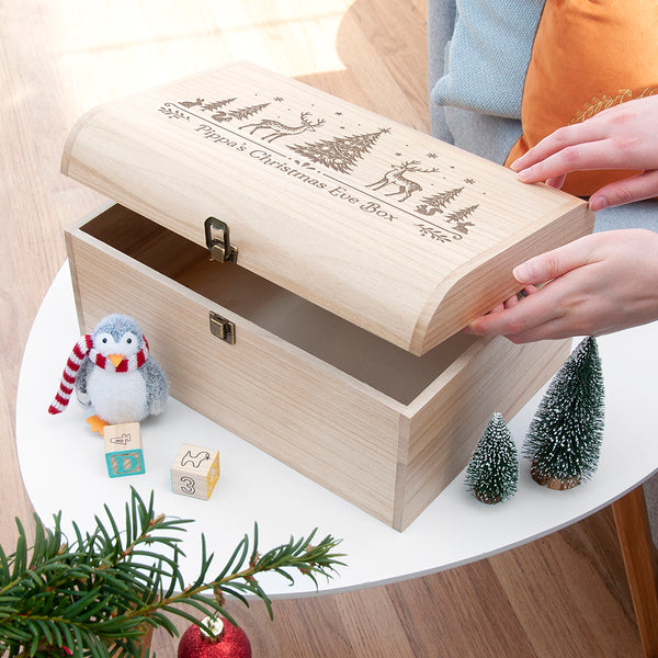 Personalised Festive Forest Christmas Eve Keepsake Chest