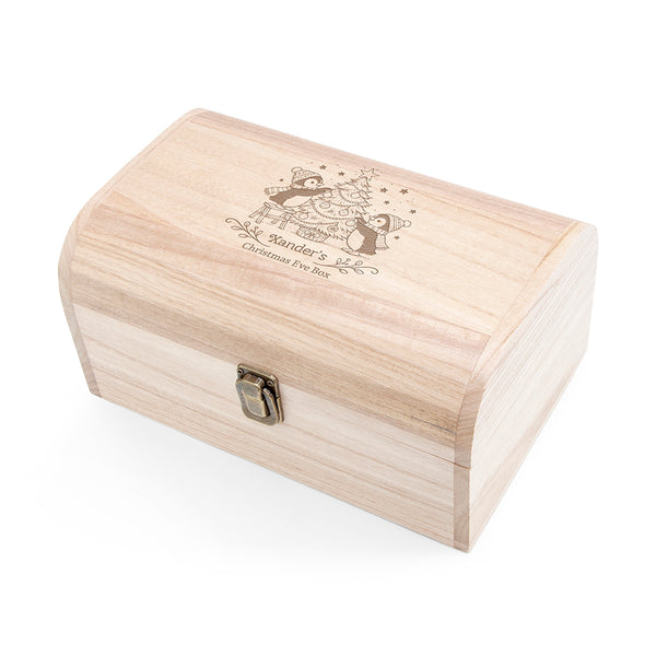 Personalised Festive Penguins Christmas Keepsake Chest