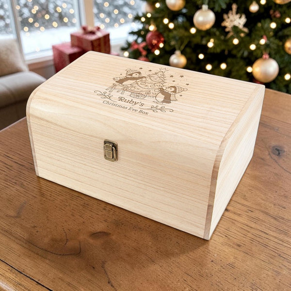 Personalised Festive Penguins Christmas Keepsake Chest