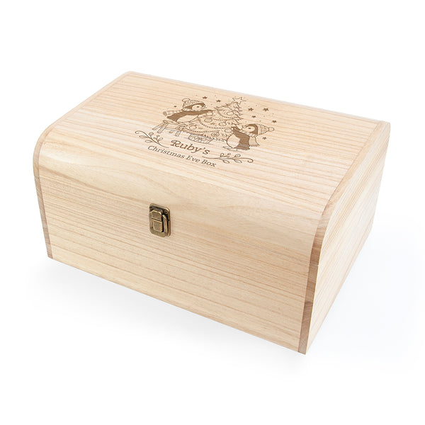 Personalised Festive Penguins Christmas Keepsake Chest