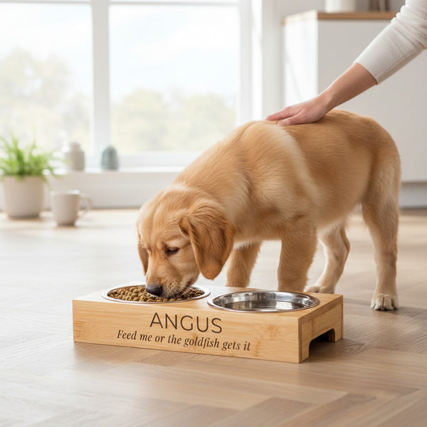 Personalised Bamboo Pet Bowl Set