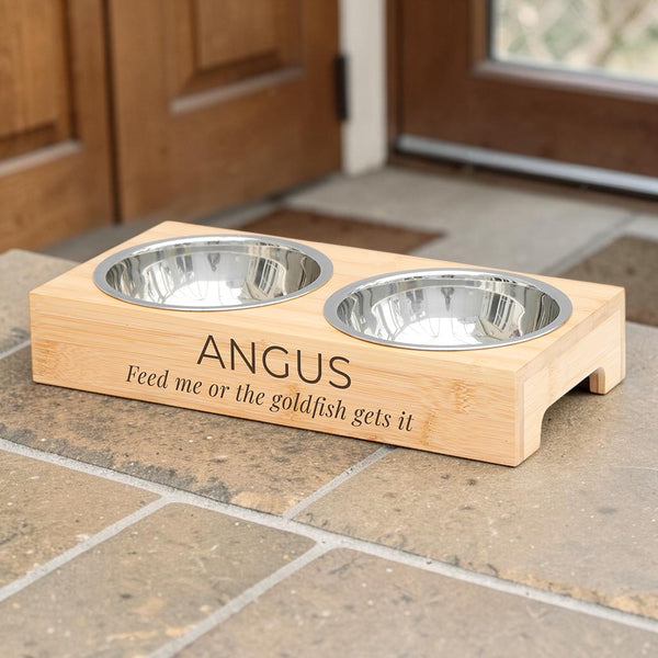 Personalised Bamboo Pet Bowl Set