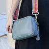 Personalised Elie Beaumont Cross Body Light Blue Leather Bag with Choice of Strap