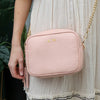 Personalised Elie Beaumont Cross Body Pink Leather Bag with Choice of Strap