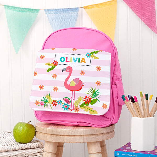 Personalised Girl's Flamingo Mini Rucksack