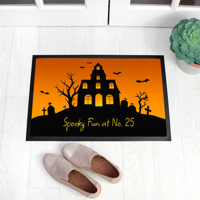 Personalised Halloween Spooky House Indoor Doormat