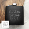 Personalised Own Handwriting Stainless Steel Black Hip Flask