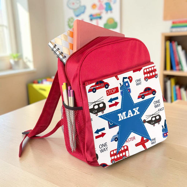 Personalised Kids Transport Themed Rucksack