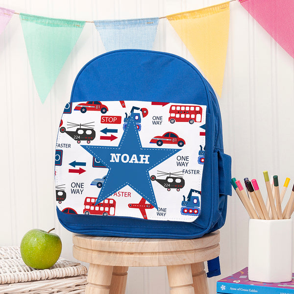 Personalised Kids Transport Themed Rucksack