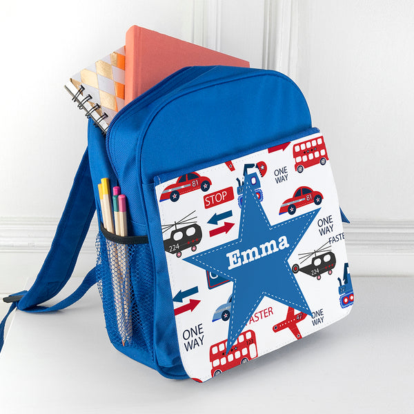 Personalised Kids Transport Themed Rucksack