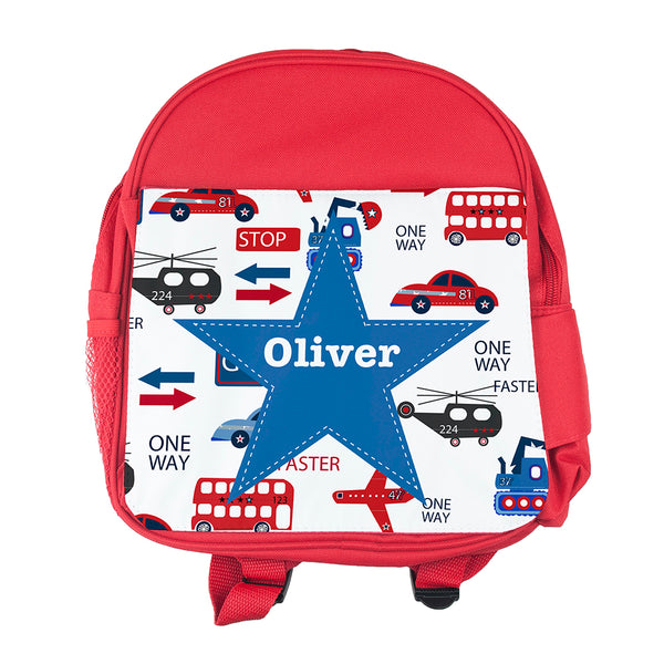 Personalised Kids Transport Themed Rucksack
