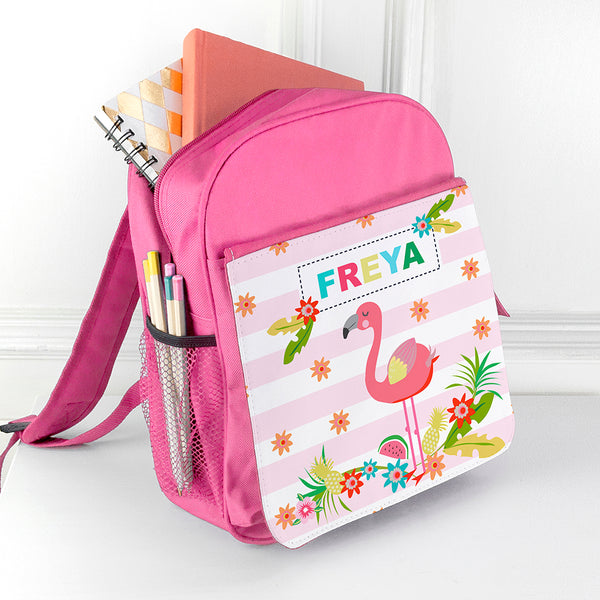 Personalised Girl's Flamingo Mini Rucksack
