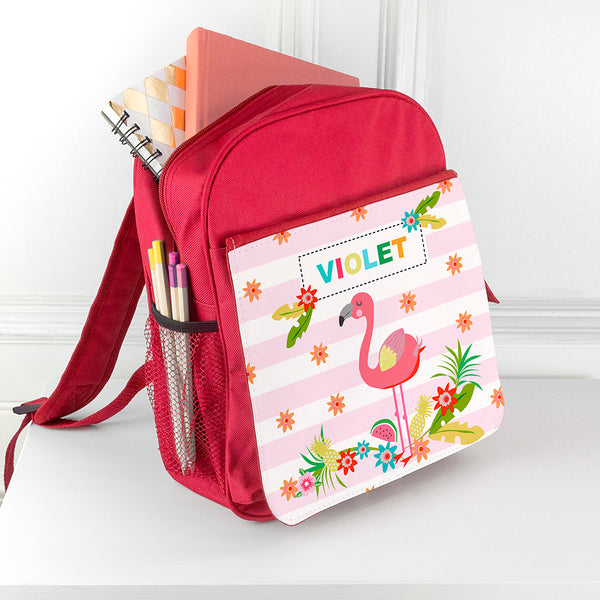 Personalised Girl's Flamingo Mini Rucksack