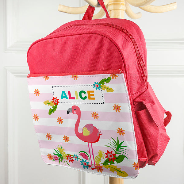 Personalised Girl's Flamingo Mini Rucksack