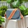 Personalised Elie Beaumont Cross Body Light Blue Leather Bag with Choice of Strap