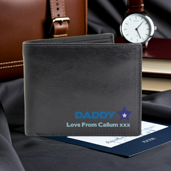 Personalised Blue Worlds Best Dad Leather Wallet