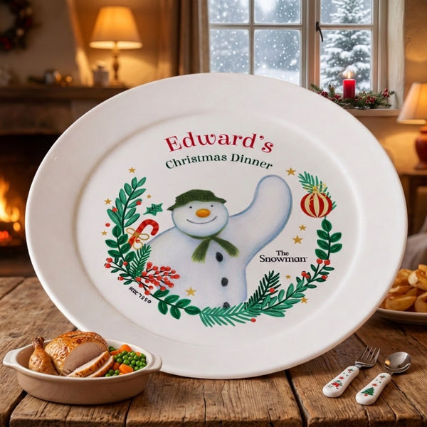 Personalised The Snowman Christmas Wishes Plastic Dinner Plate