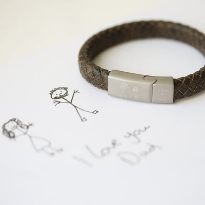 Own Handwriting Leather Engraved Antique Style Bracelet - Rustic - Shop Personalised Gifts