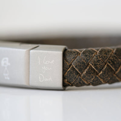 Own Handwriting Leather Engraved Antique Style Bracelet - Rustic - Shop Personalised Gifts