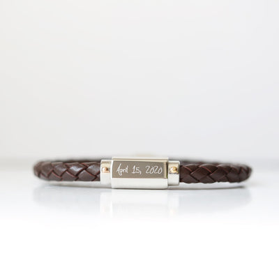 Own Handwriting Engraved Twisted Leather Mens Bracelet - Shop Personalised Gifts