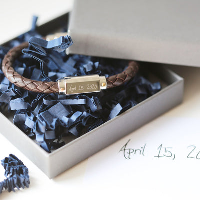 Own Handwriting Engraved Twisted Leather Mens Bracelet - Shop Personalised Gifts