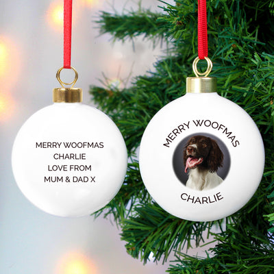 Personalised Free Text Photo Upload Bauble
