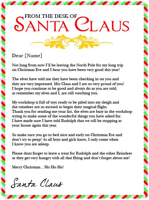 Personalised Santa Letter & Envelope Father Christmas Letter - Shop Personalised Gifts
