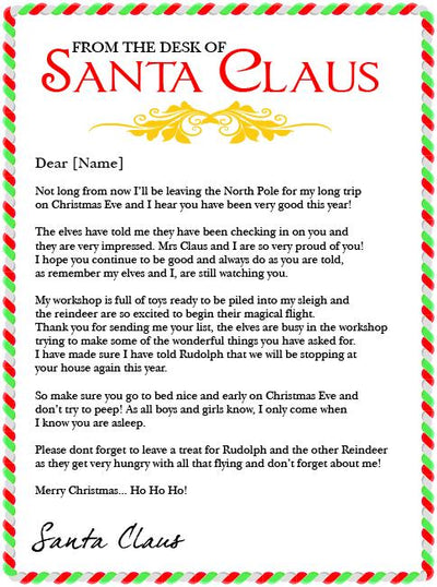 Personalised Santa Letter & Envelope Father Christmas Letter - Shop Personalised Gifts