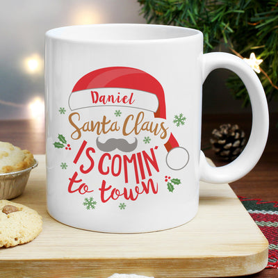 Personalised Santa Claus Is Comin To Town Ceramic Mug