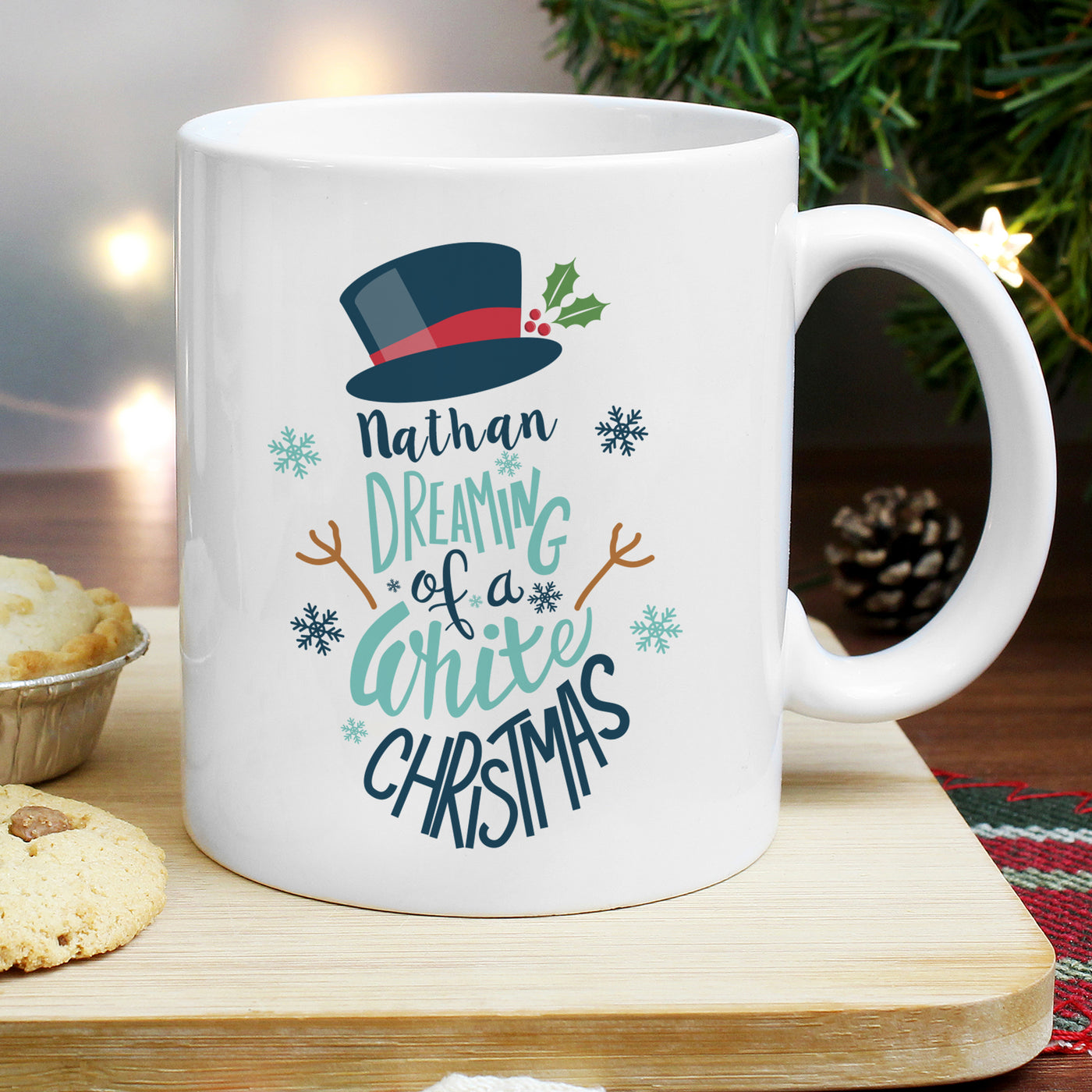 Personalised White Christmas Ceramic Mug