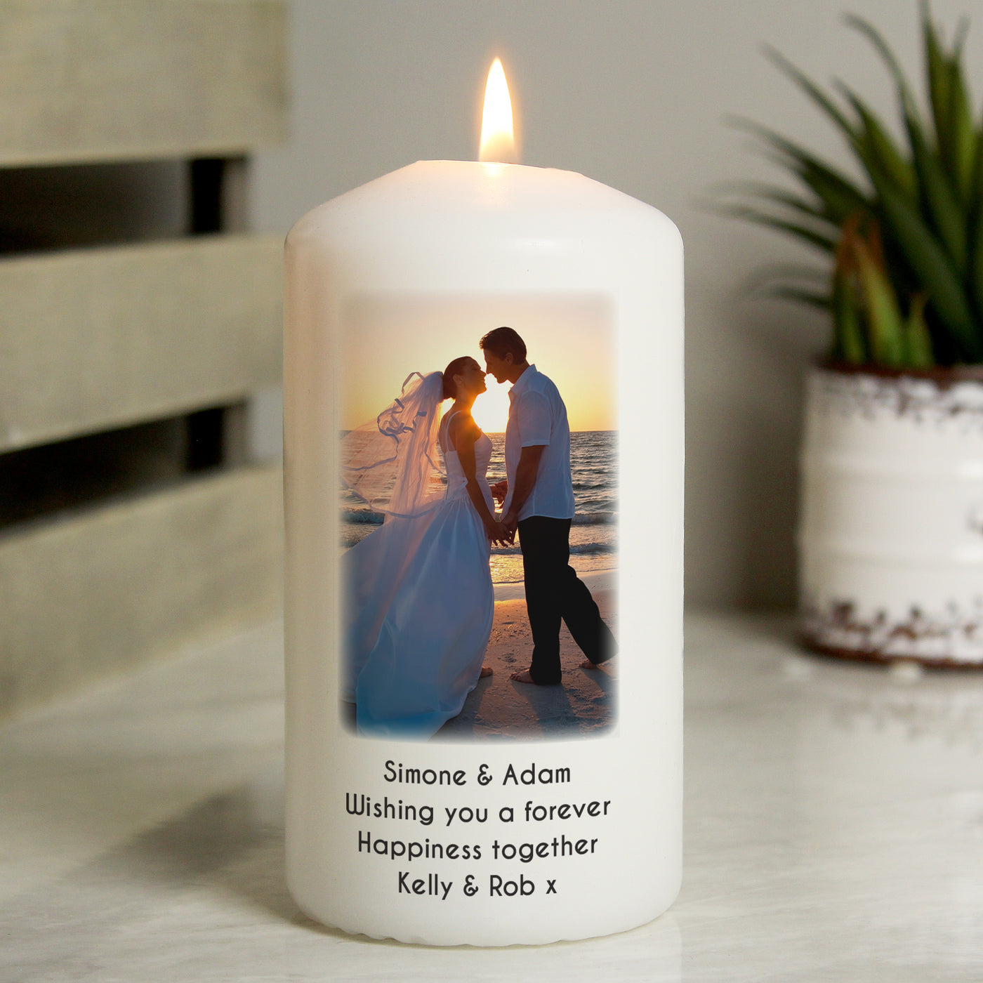 Personalised Photo Upload Pillar Candle - Keepsake Wax Candle