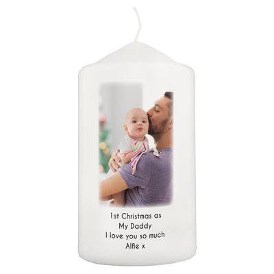 Personalised Photo Upload Pillar Candle - Keepsake Wax Candle