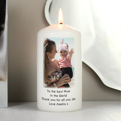 Personalised Photo Upload Pillar Candle - Keepsake Wax Candle
