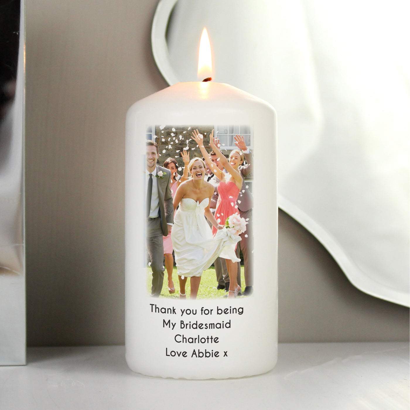 Personalised Photo Upload Pillar Candle - Keepsake Wax Candle