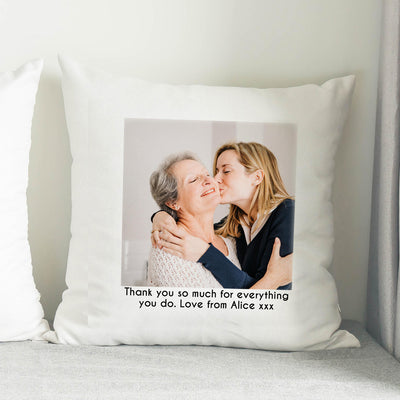 Personalised Photo Upload Cushion With Text