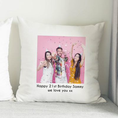 Personalised Photo Upload Cushion With Text