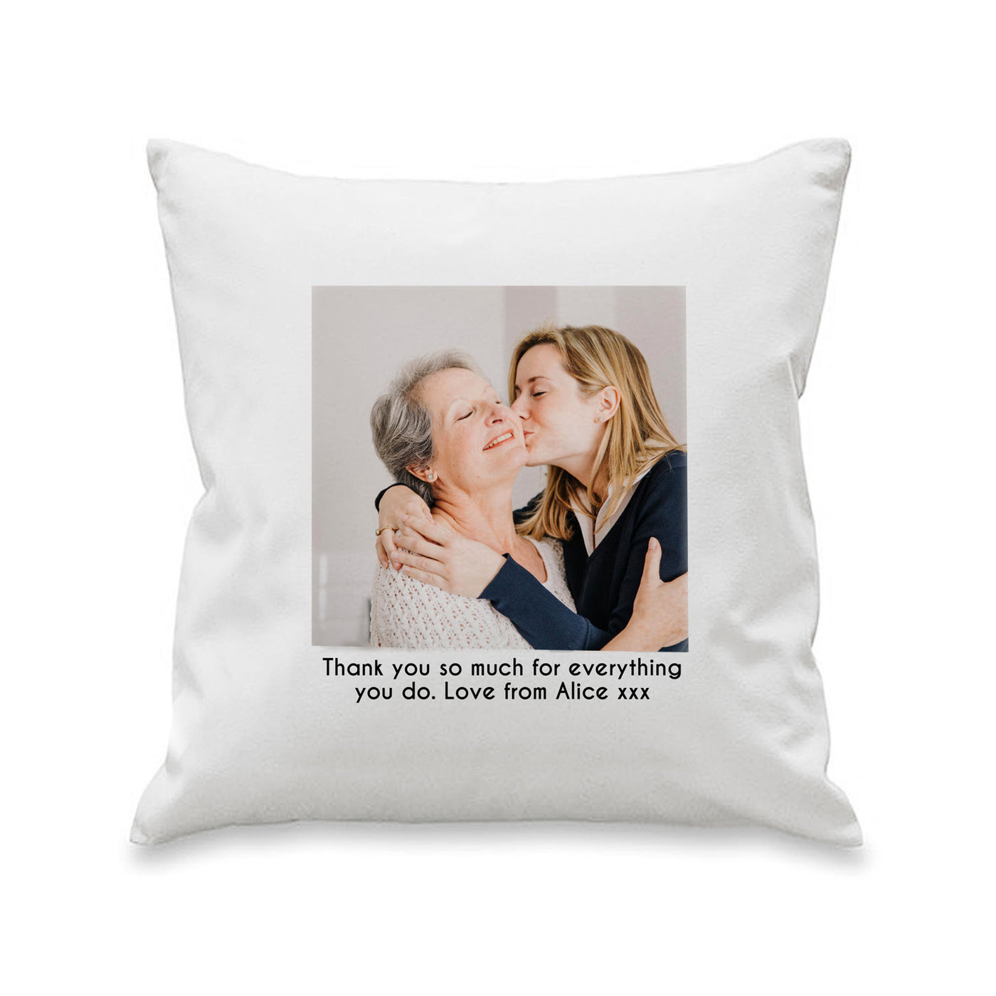 Personalised Photo Upload Cushion With Text