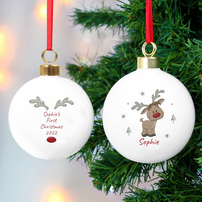 Personalised Little Reindeer Bauble