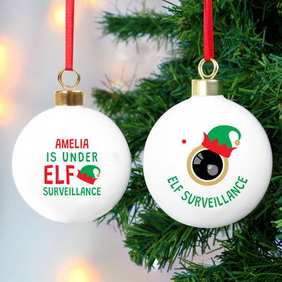 Personalised Elf Surveillance Bauble