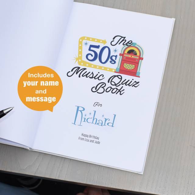 Personalised 1950s Music Quiz Book - Shop Personalised Gifts