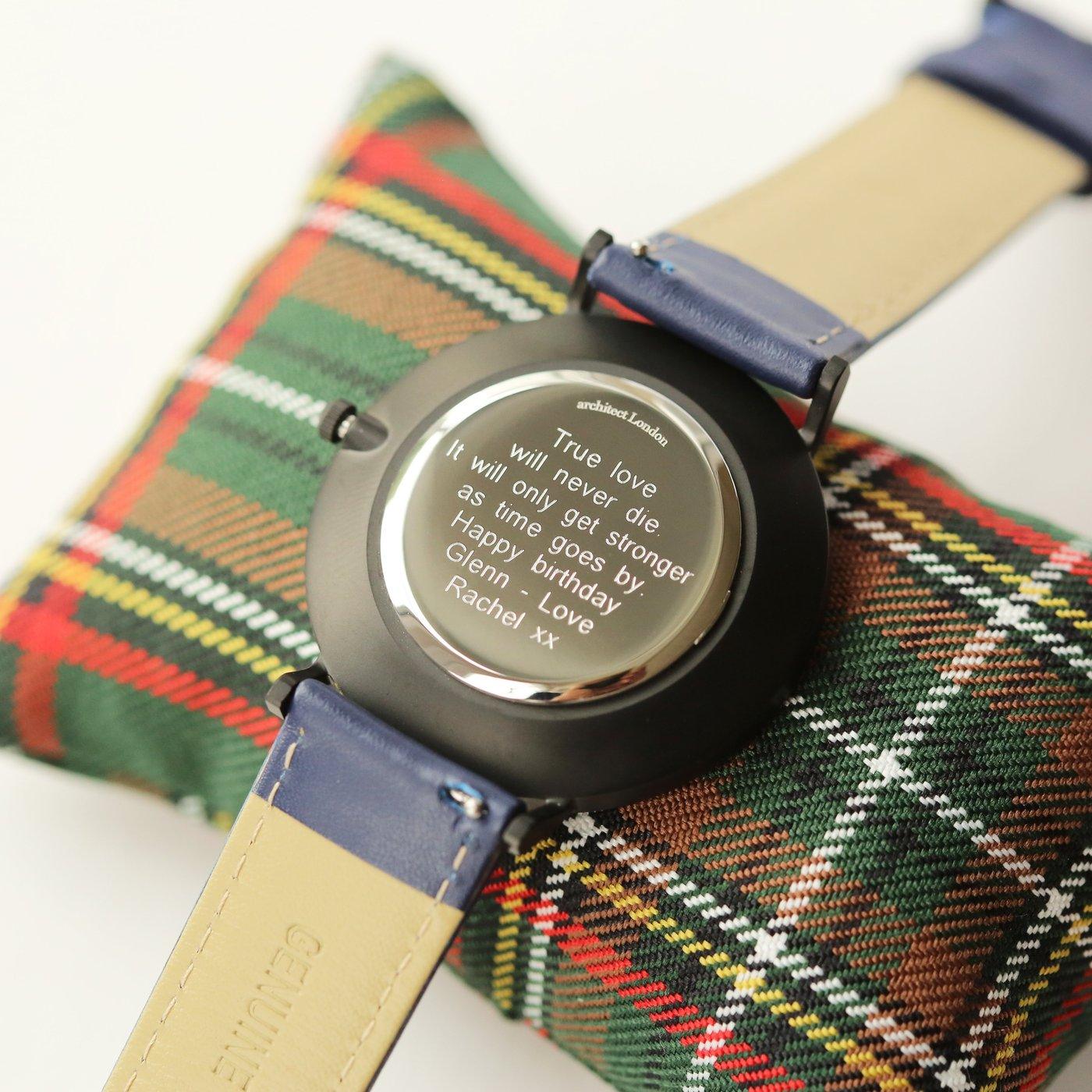 Personalised Architect Mens Minimalist Watch With Admiral Blue Strap & Modern Font - Shop Personalised Gifts