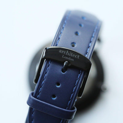 Personalised Architect Mens Minimalist Watch With Admiral Blue Strap & Modern Font - Shop Personalised Gifts