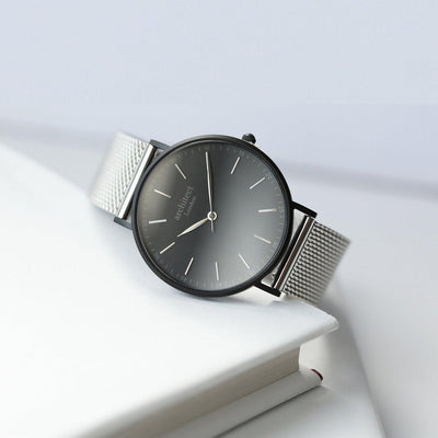 Personalised Architect Mens Minimalist Watch With Steel Silver Mesh Strap - Shop Personalised Gifts