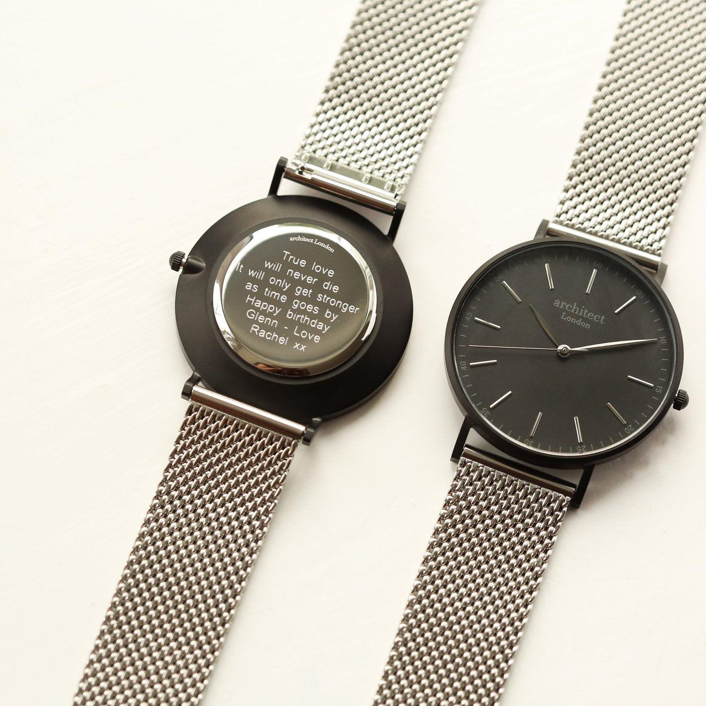 Personalised Architect Mens Minimalist Watch With Steel Silver Mesh Strap - Shop Personalised Gifts