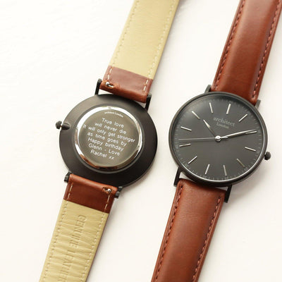 Personalised Architect Mens Minimalist Watch With Walnut Strap - Shop Personalised Gifts